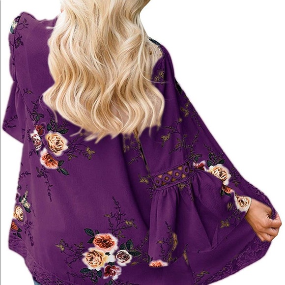 New Boho Cardigan Floral Print Bohemian Kimono - Picture 2 of 4